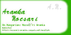 aranka mocsari business card